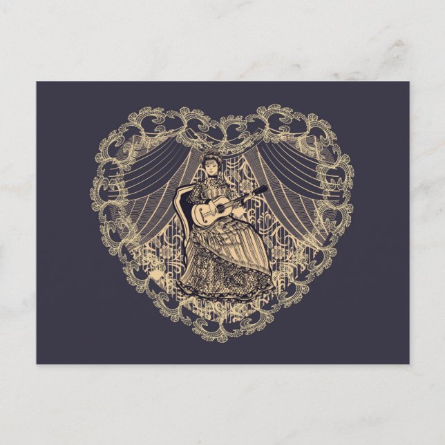 Lady mit Gitarre Postkarte (Vorderseite)