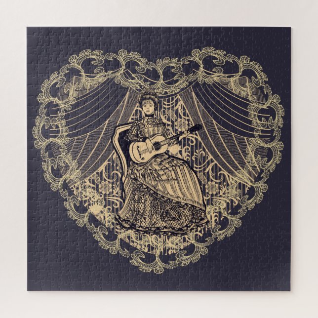 Lady mit Gitarre Puzzle (Vertikal)