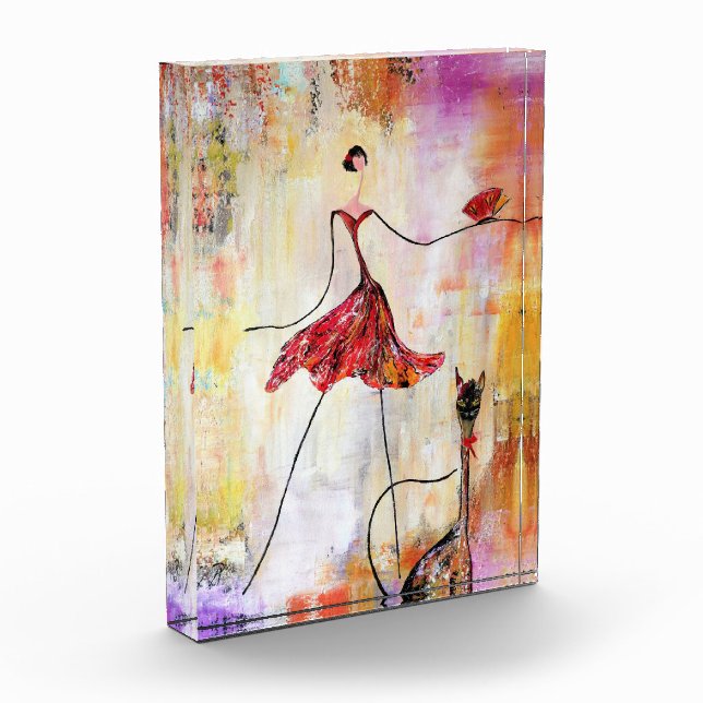 Lady mit Katze Fotoblock (Links)
