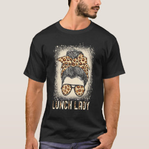 Lady mit Leopard Cheetah Messy Bun Print T-Shirt