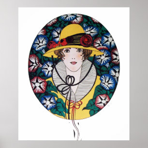 Lady mit Morning Glories Poster