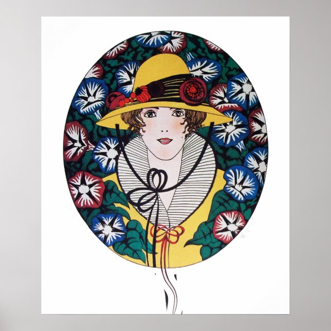 Lady mit Morning Glories Poster (Vorne)