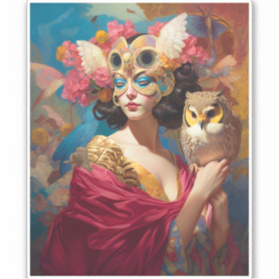 Lady mit Owl Fantasy Art Aufkleber