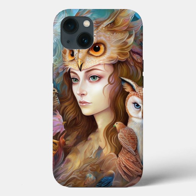 Lady mit Owl Surreal Fantasy Art Case-Mate iPhone Hülle (Rückseite)