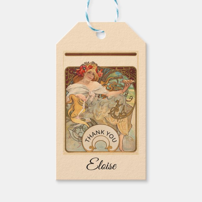 Lady mit Poppies in ihrer Haare, vielen Dank Geschenkanhänger (Vorderseite)