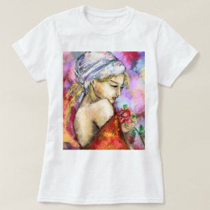 Lady mit Rose T - Shirt Malerei