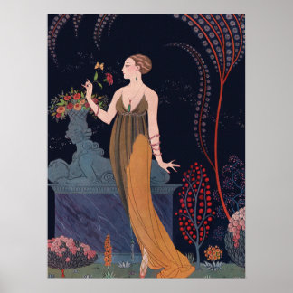Lady mit Rose von George Barbier 1914 Poster