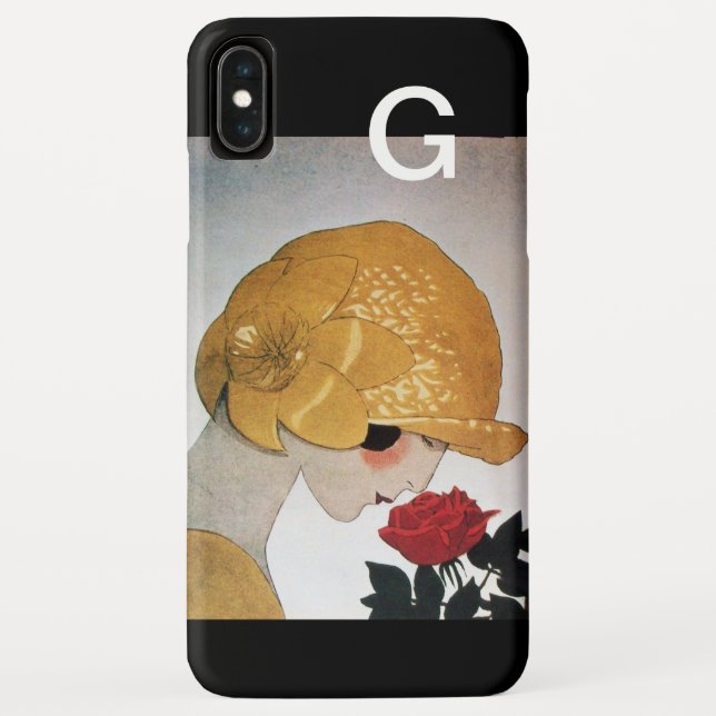 LADY MIT ROTE ROSE ART DECO MONOGRAM Case-Mate iPhone HÜLLE (Rückseite)