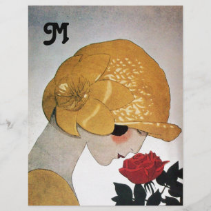 LADY MIT ROTE ROSE MONOGRAM