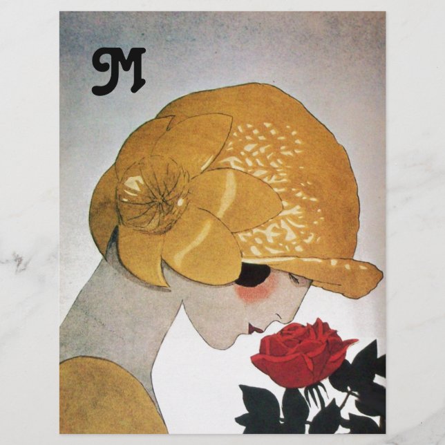 LADY MIT ROTE ROSE MONOGRAM (Vorderseite)