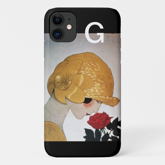 LADY MIT ROTE ROSE MONOGRAM Case-Mate iPhone HÜLLE (Rückseite)