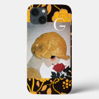 LADY MIT ROTE ROSE MONOGRAM
