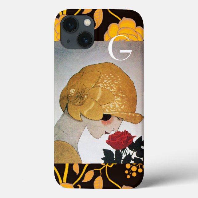 LADY MIT ROTE ROSE MONOGRAM Case-Mate iPhone HÜLLE (Rückseite)