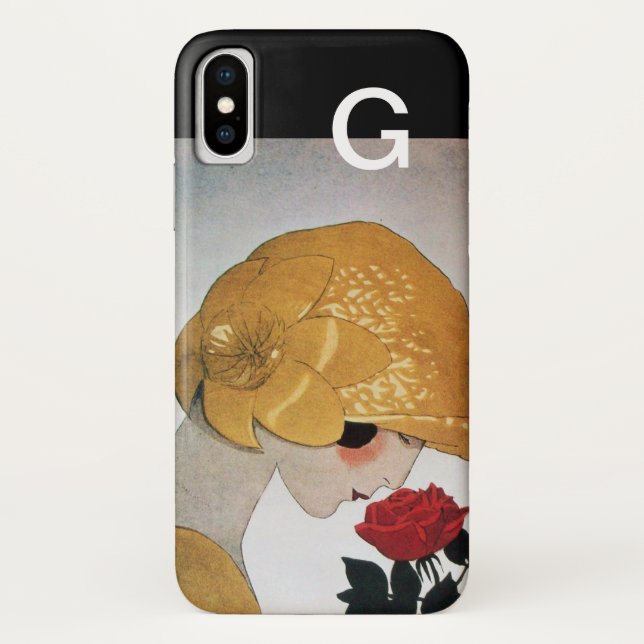 LADY MIT ROTE ROSE MONOGRAM Case-Mate iPhone HÜLLE (Rückseite)
