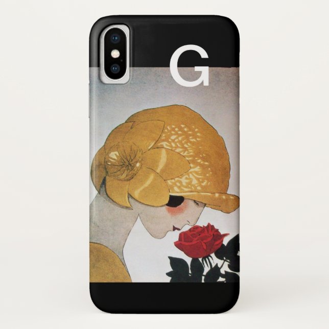 LADY MIT ROTE ROSE MONOGRAM Case-Mate iPhone HÜLLE (Rückseite)