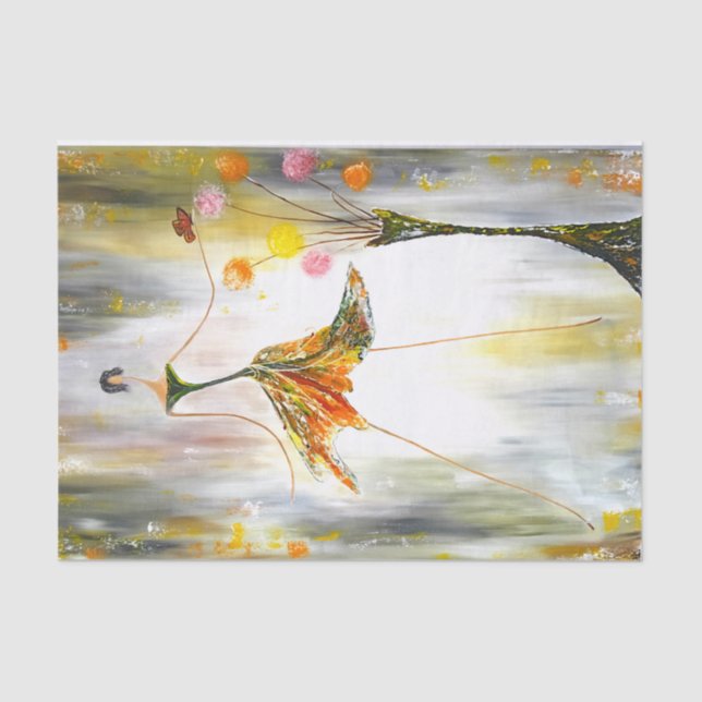 Lady mit Schmetterlingsdekoupage Seidenpapier (Vorderseite)