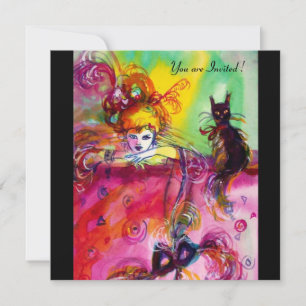 LADY MIT SCHWARZEM KATZE/Mardi Gras Masquerade Par Einladung