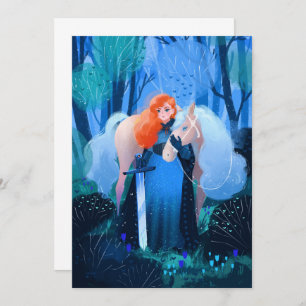 Lady mit Schwert und Weißen Pferd Einladung