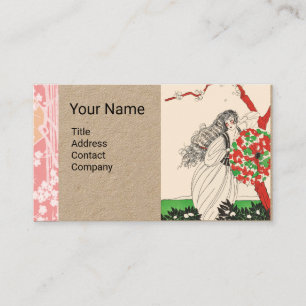 LADY MIT UMBRELLA Art Deco Schöne Mode Visitenkarte