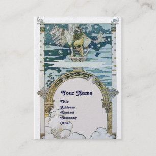 LADY MIT UNICORN, blaues goldfarbenes Metallic Visitenkarte