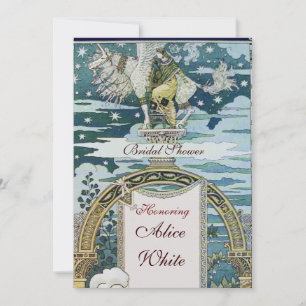LADY MIT UNICORN BRAUTPARTY PARTY Blue White Einladung
