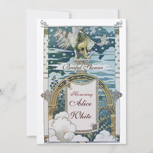 LADY MIT UNICORN BRAUTPARTY PARTY EINLADUNG (Vorderseite)