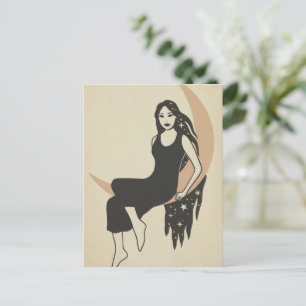 Lady Moon Postcard - Elegante Mondgöttin Postkarte