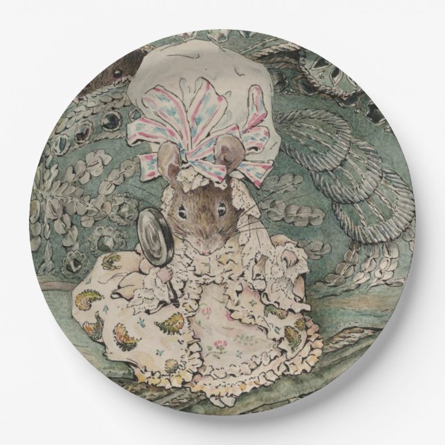 Lady Mouse in einer Mob Cap (von Beatrix Potter) Pappteller (Vorderseite)