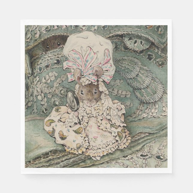 Lady Mouse in einer Mob Cap (von Beatrix Potter) Serviette (Vorderseite)