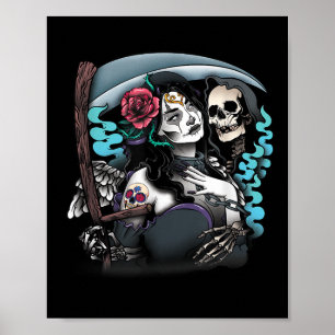 Lady Muerte Tattoo La Muerte Tattoo Lady Tattoo Ta Poster