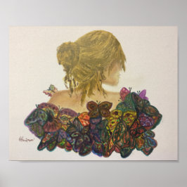 Lady 'N Butterflies Canvas Print Poster