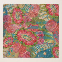 Lady of Guadalupe & Rose Chiffon Scarf