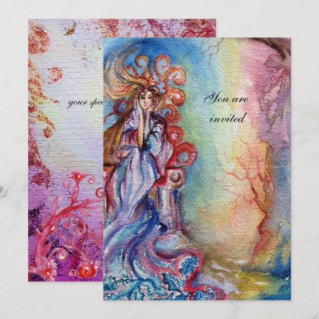 LADY OF LAKE 1, strahlend blauer Rosa Einladung (Vorne/Hinten)