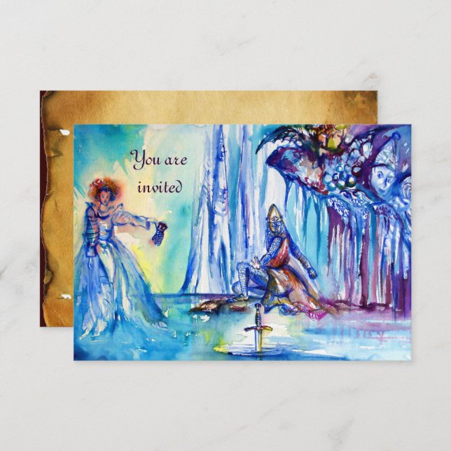 LADY OF LAKE EXCALIBUR Magic and Mystery Parchment Einladung (Vorne/Hinten)