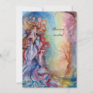 LADY OF LAKE , lebhaft hellblau rosa gelb Einladung