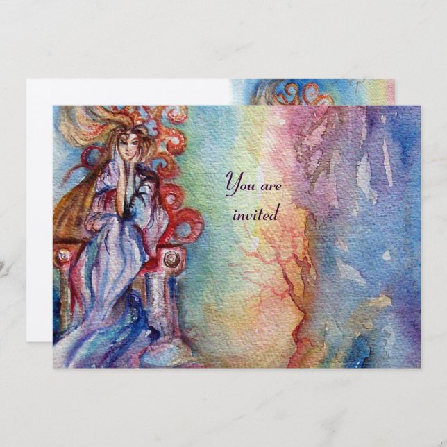 LADY OF LAKE Pink lila weißer Champagner Einladung (Vorne/Hinten)