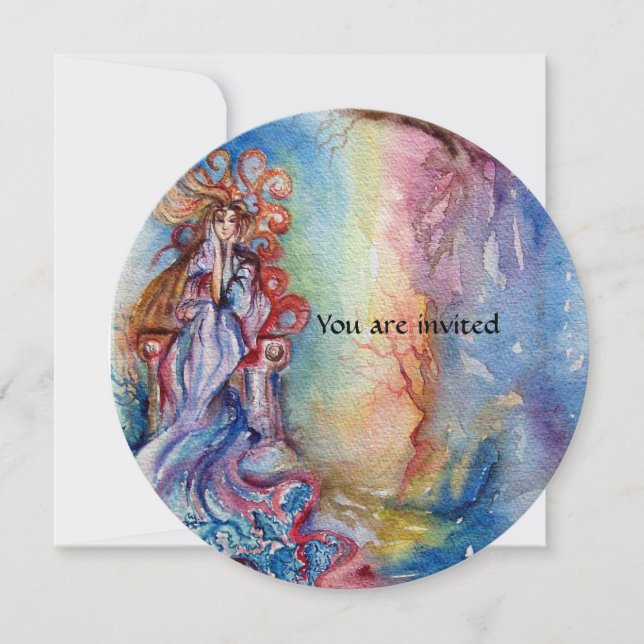 LADY OF LAKE strahlend, leuchtend blau, lila weiß Einladung (Vorderseite)