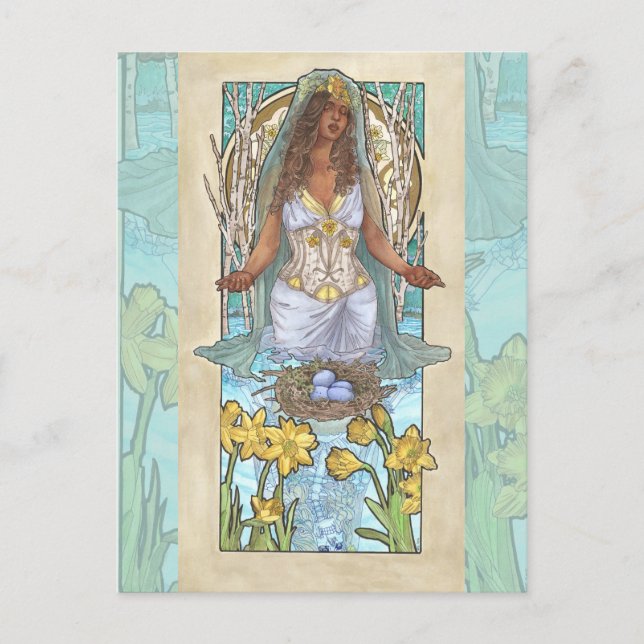 Lady of März Art Nouveau Birthstone Series Postkarte (Vorderseite)
