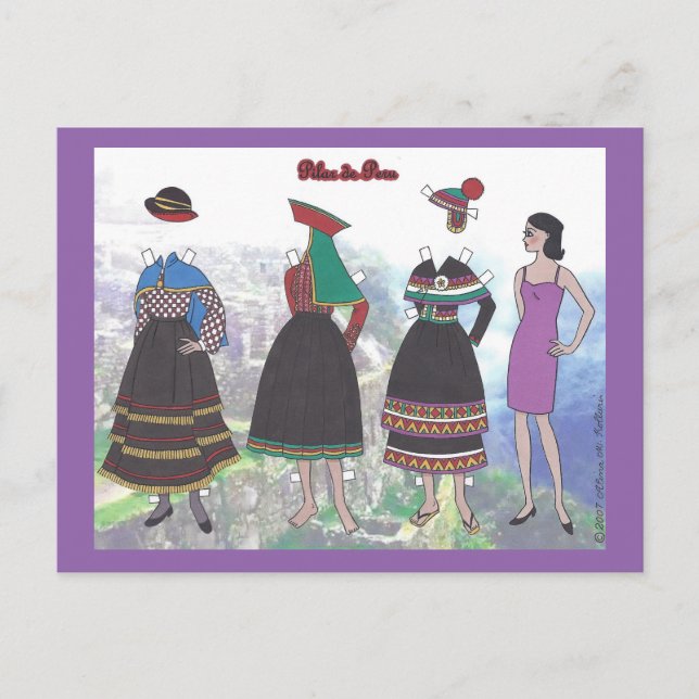 Lady of Peru Paper Doll Postcard Postkarte (Vorderseite)