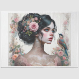 Lady of Rose Decoupage Tissue Paper Seidenpapier