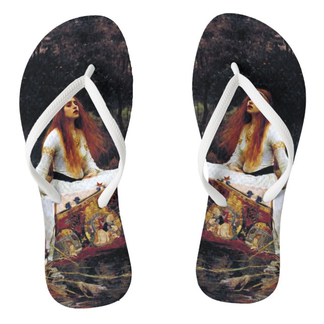 Lady of Shallot auf dem Wasserhaus Art Flip Flops (Fußbett)