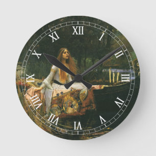 Lady of Shalott auf Boot von John William Waterhou Runde Wanduhr