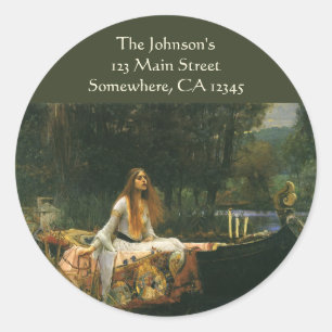 Lady of Shalott auf einem Boot von John William Wa Runder Aufkleber