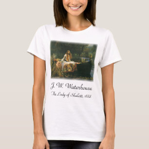 Lady of Shalott On Boat by John William Waterhouse T-Shirt