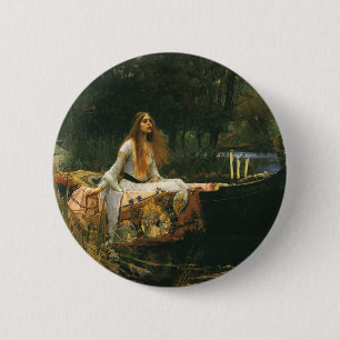 Lady of Shalott On Boat von John William Waterhous Button