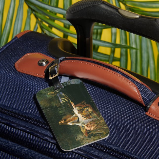 Lady of Shalott On Boat von John William Waterhous Gepäckanhänger (Vorderseite Insitu 1)