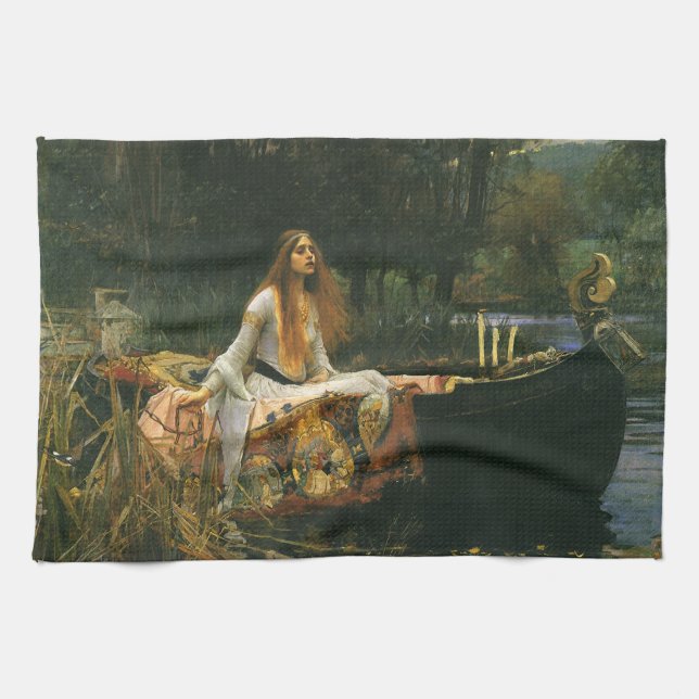 Lady of Shalott On Boat von John William Waterhous Geschirrtuch (Horizontal)