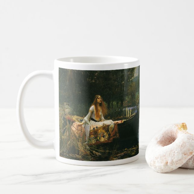 Lady of Shalott On Boat von John William Waterhous Kaffeetasse (Mit Donut)