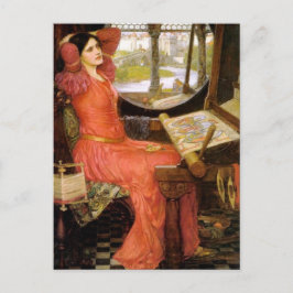 Lady of Shalott sitzt an ihrem Schreibtisch Postkarte