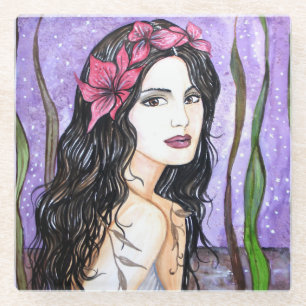 Lady of the Lake Fairy Tale Malerei Glasuntersetzer